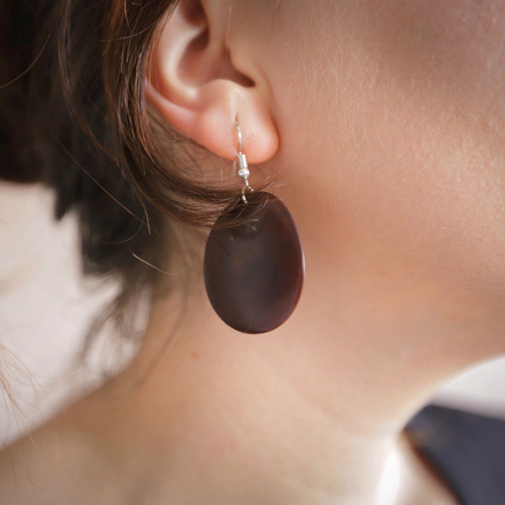 brown large tagua seed earring 
