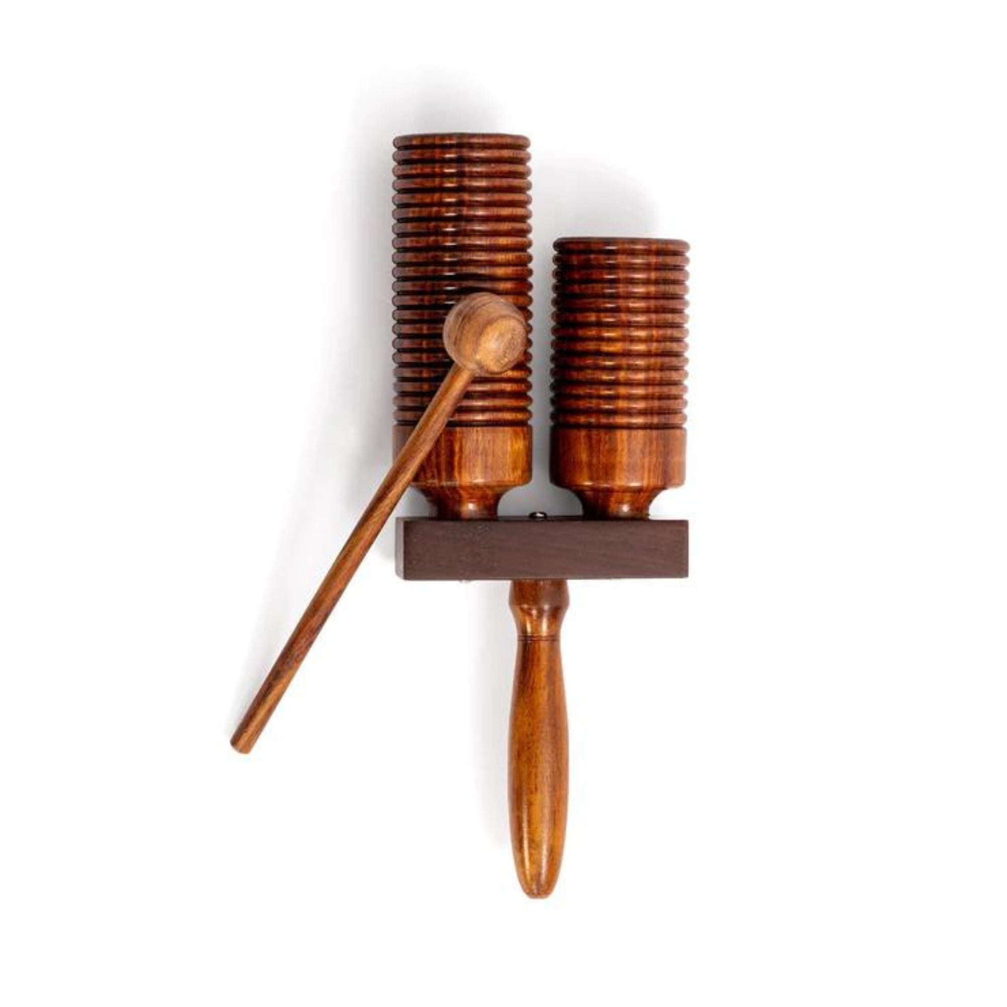 dark wood double agogo bell with beater
