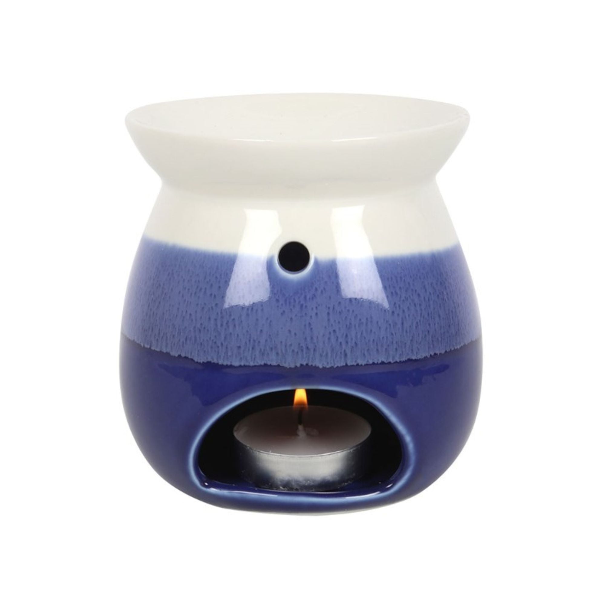 blue glazed ceramic oil burner