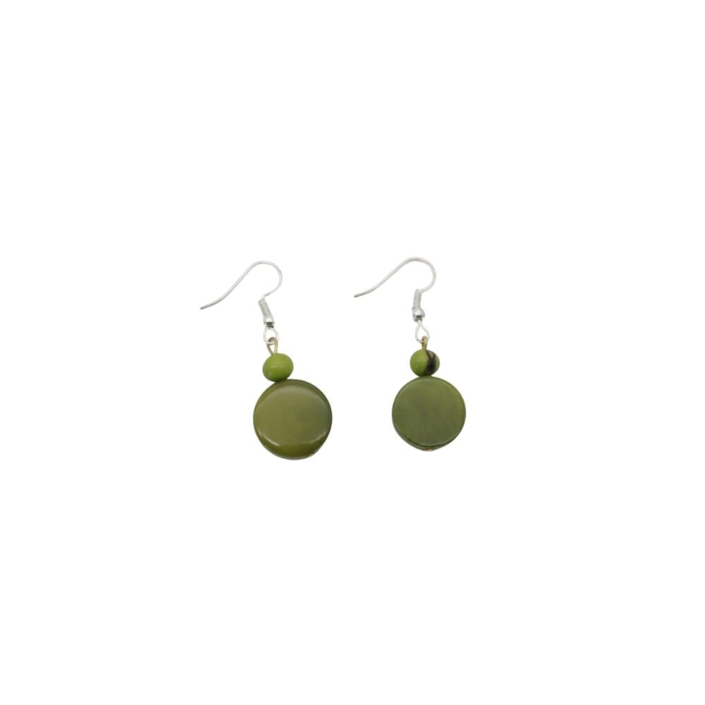 pair of green tagua seed earrings