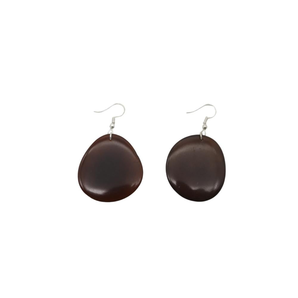 pair of brown tagua seed earrings 