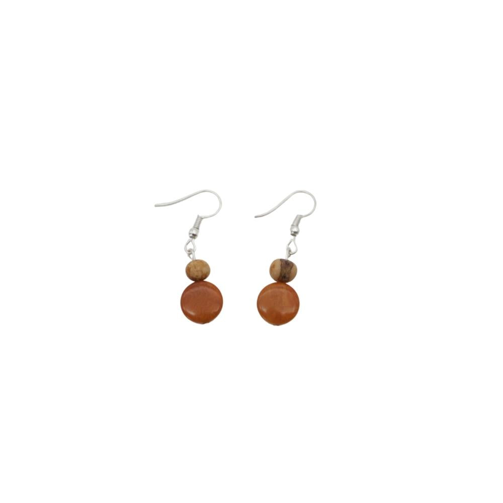 pair of orange tagua seed earrings