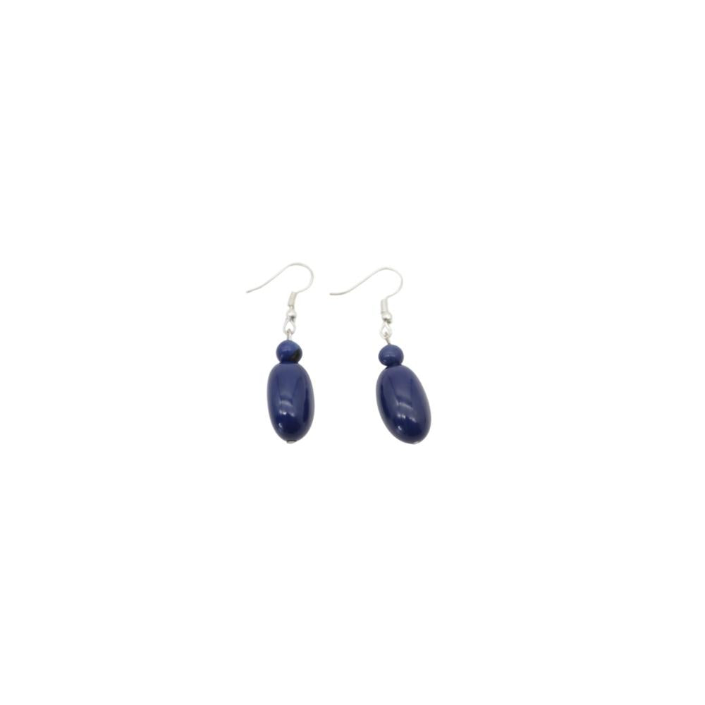pair of blue tagua seed earrings
