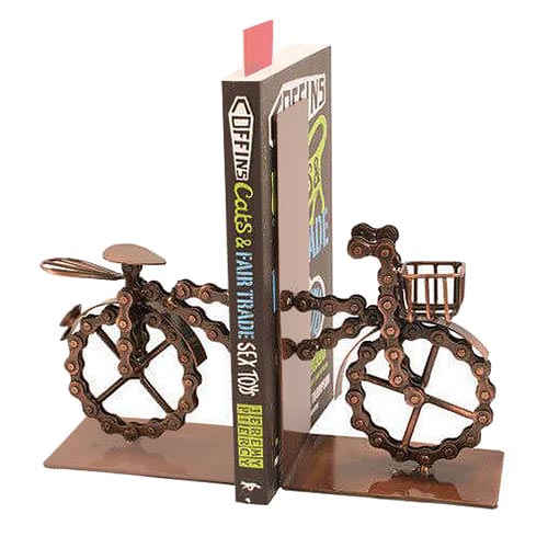 recycled bicycle bookends for storing books