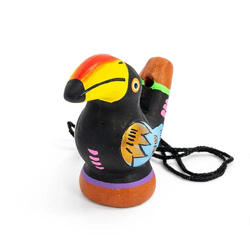 hand painted toucan bird whistle