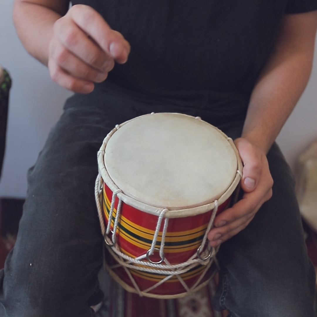 dholak drum red and yellow sound demonstration 