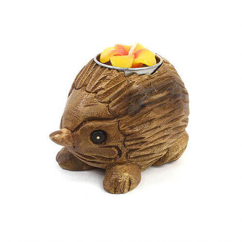 Hedgehog Tea Light Holder - Carved Culture
