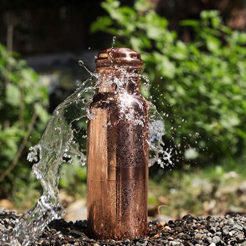 Copper Water Bottle (600 ml) Handcrafted from India