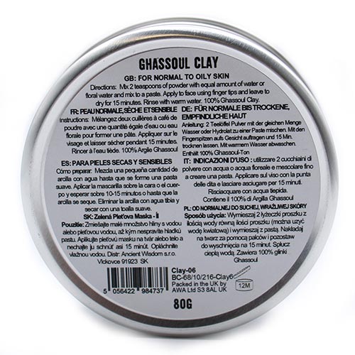 ghassoul clay back with ingredients