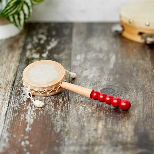 small monkey drum with wooden handle