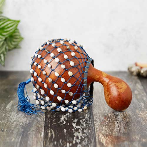 African gourd cabasa shaker instrument 