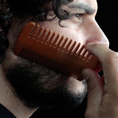 Solid pear wood comb for grooming beard