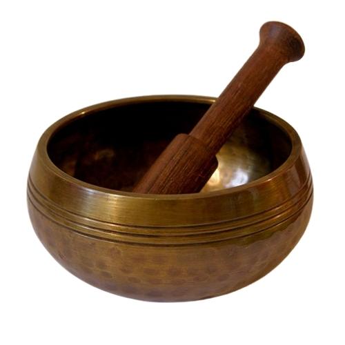 side shot singing bowl with wooden mallet