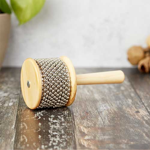 small metal and wood cabassa shaker