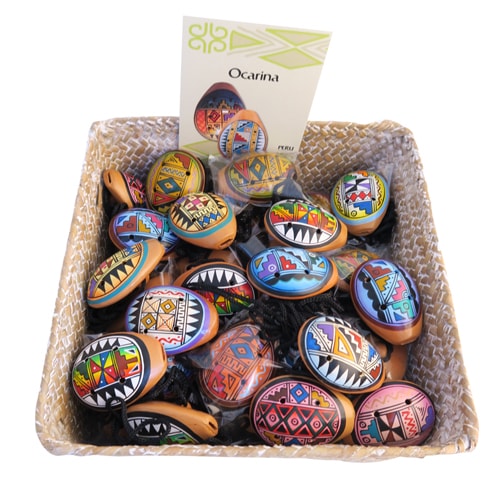Pack of 50 Ocarina Pendants & free display basket - Carved Culture