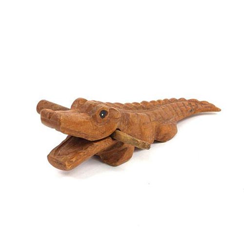 Natural wood brown crocodile guiro figurine