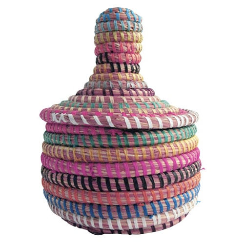 Multicoloured small basket pot from Senegal