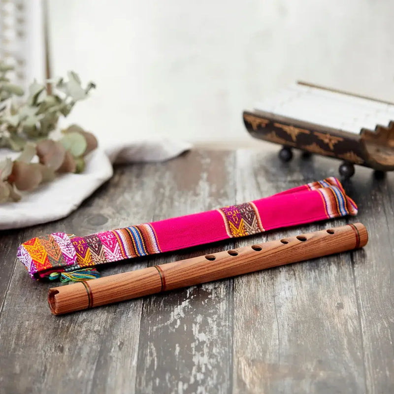 quena andean flute with colourful case