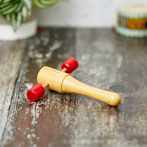 Solid wood T clacker with red clackers